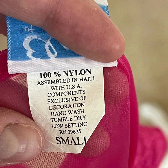 Elsie of Miami hot pink sheer nylon peignoir robe – lace yoke, flutter sleeves - Picture 8 of 8